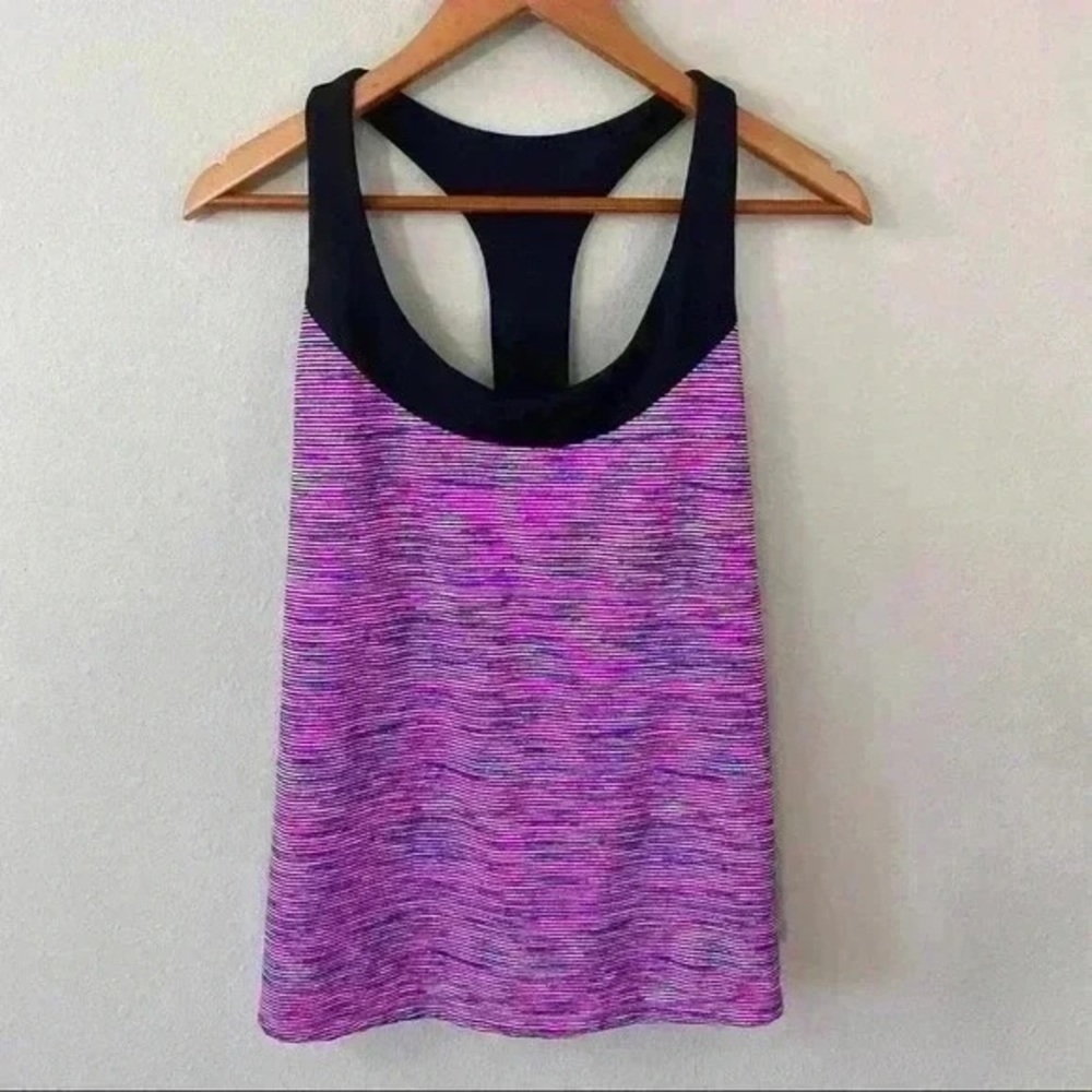 Ideology Pink and Black Striped Racerback Tank Top